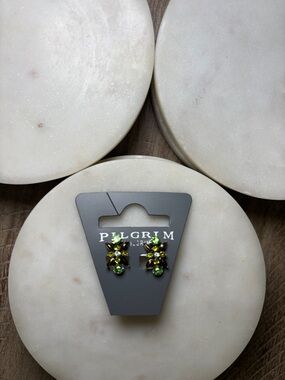 193 Pilgrim Gold-Tone Earrings with Green Crystals